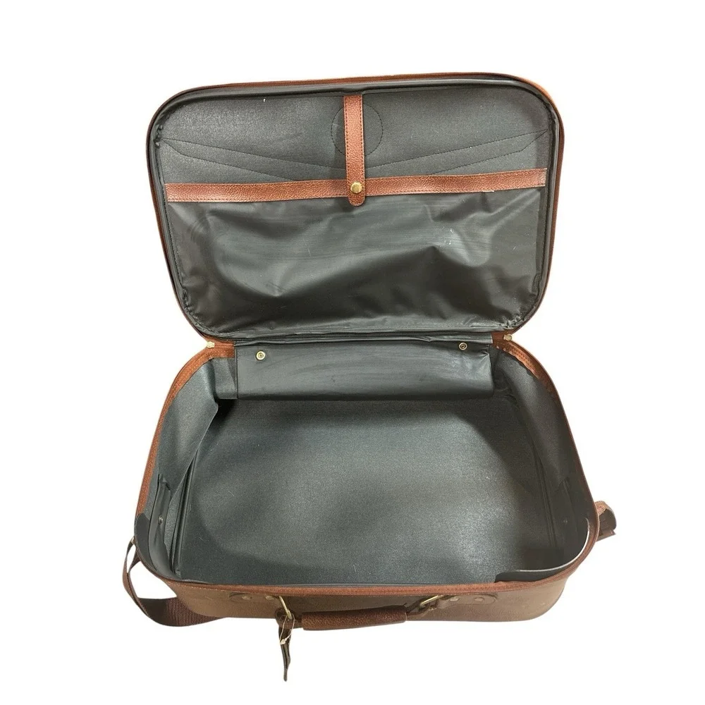 Vintage N. Compass Carry-on Luggage Travel Suitcase Bag Brown Y2K 90s